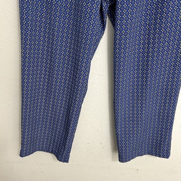 Talbots Woman Plus Sz 20W Blue Floral Patterned Pull On Pants Pockets Loose Fit - Picture 2 of 8